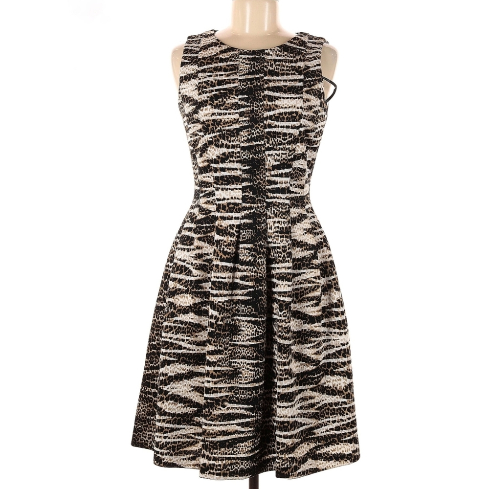 Calvin Klein Fit and Flare A-line Cheetah Print Dress
